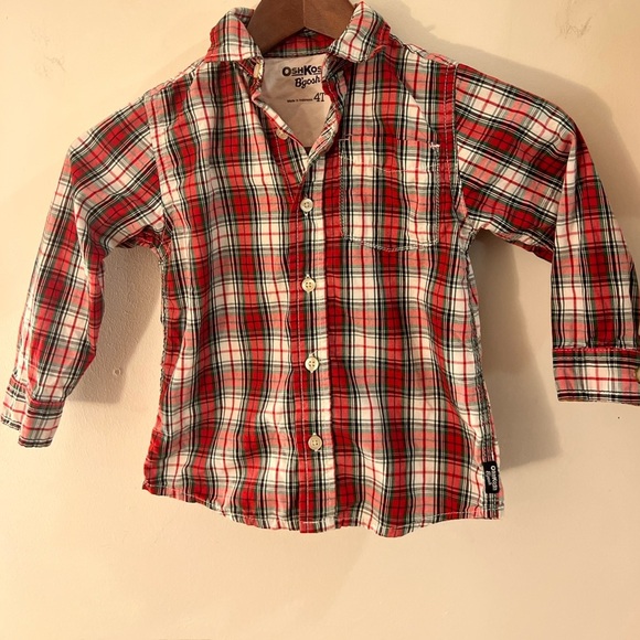Oshkosh Plaid Button Up Top 4 T EUC - Picture 1 of 11